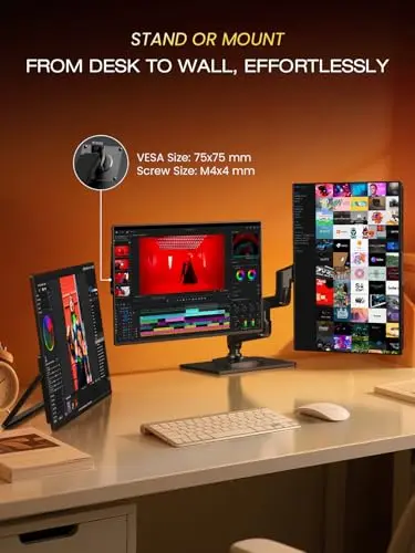 UPERFECT Mini LED Portable Monitor 14" 2.5K | 1500 Nits | 2560x1600 | 10000:1 Contrast | 1ms Freesync Portable Monitor for Laptop w/Stand & VESA, Slim Travel Screen for PC Phone Game Consoles 7