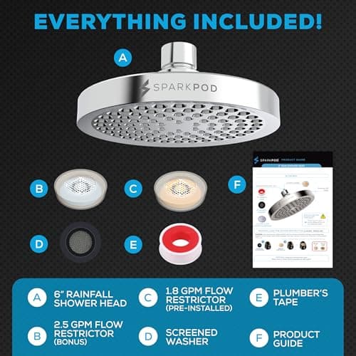 SparkPod Shower Head - High Pressure Rain - Premium Quality Luxury Design - Easy Clean Adjustable Replacement for Your Bathroom Shower Heads (Luxury Polished Chrome, 6 Inch Round) 8