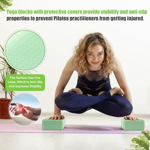 Yoga Blocks with Silicone Protective Cover, Premium EVA Foam Yoga Block for Yoga, Pilates, Meditation & Stretching, Non-Slip Lightweight Durable Bricks for Improving Poses & Balance (Gray (2 PCS), 3inch) 6