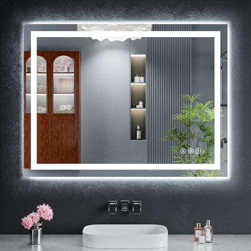 40"x30" LED Bathroom Mirror with Lights, Backlit + Front Lit with CRI>90, Lighted Mirror for Bathroom, Anti-Fog, Dimmable Brightness, 3 Colors, Memory Function, Shatterproof Tempered Glass