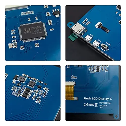 Hosyond 7 Inch IPS LCD Touch Screen Display Panel 1024×600 Capacitive Screen HDMI Monitor for Raspberry Pi5/Pi4/Pi3/ZERO W, BB Black, Windows 10 8 7 8