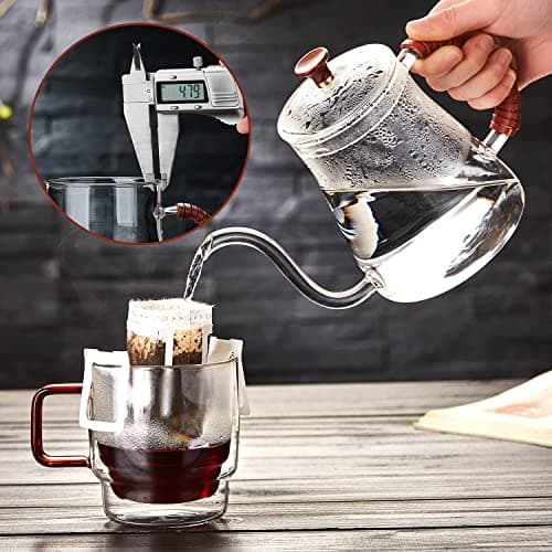 Unbreakable Gooseneck Kettle for Drip Coffee, 20oz/600ml Glass Coffee Kettle with Lid 2