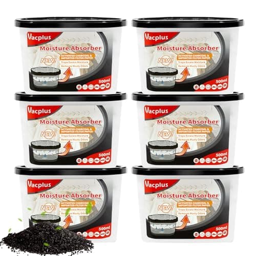 Vacplus Moisture Absorbers 6 Pack, Portable Humidity Absorber Boxes for Your Bathroom, Closet & Car, Dehumidifier with Activated Carbon, 10.5 Oz