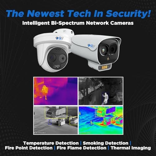 GW Security 5MP Bi-Spectrum Themal Accurate Temperature Measurement 2-Way Audio PoE Dome Security Camera w/Smoke, Flame, Fire Point, Human, Vehicle Smart Detection and 10 AI Functions 2