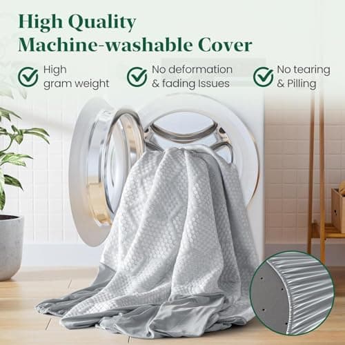 VISCOFLEX Extra Firm Mattress Topper Full Size, 4 Inch High Density Support Foam with Washable Protector, Charcoal Bed Topper with Ventilated Design for Back Pain&Pressure Relief,CertiPUR-US 8