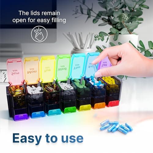 Extra Large Pill Organizer 2 Times a Day – XL Pill Box 7 Day with Big AM/PM Compartments – Fits Large Vitamins, Supplements & Gummies, for 7 or 14-Day Use, Color-Coded, Senior-Friendly, No Spills 6