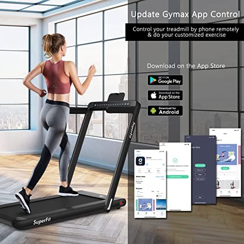 Goplus 2 in 1 Folding Treadmill with Dual Display, 2.25HP Superfit Under Desk Electric Pad Treadmill, Installation-Free, Bluetooth Speaker, Remote Control, Walking Jogging Machine for Home/Office Use 7