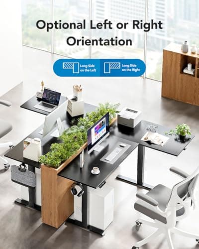 HUANUO Dual Motor L-Shaped Standing Gaming Desk, 71 x 48 inch Corner Standing Desk, Electric Adjustable Gamer Computer Table with Cable Tray & 3 Preset Heights, Raising Table for Home Office, Black 5