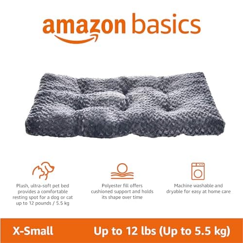 Amazon Basics Washable Cat and Dog Bed and Crate Pad, Indoor, Easy to Clean, 23" x 18" x 2.5", Gray 5