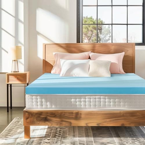 Subrtex 4 Inch Memory Foam Mattress Topper Mattress Pad Ventilated Gel Infused Bed Foam Topper for Pressure Relieving, CertiPUR-US Certified, Queen, Blue