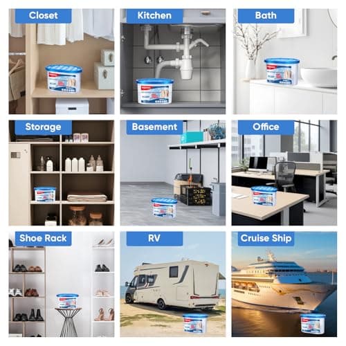 10 Pack Moisture Absorbers, 10.6 OZ Humidity Absorber Bucket, Moisture Absorbers for Closet, Dehumidifier Bucket for Wardrobes、 Kitchens and Bathrooms, Fragrance Free Humidity Absorber 6