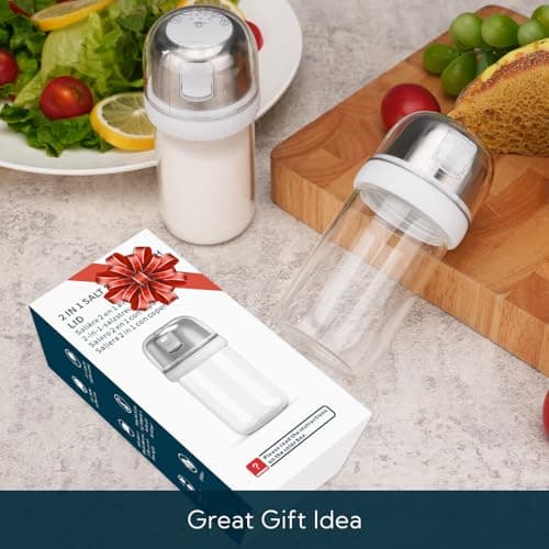 KTCHENDAO 2 in 1 Glass Salt Shaker with Side Pour Spout, Built-in Lid to Slow Down Dampness with Mearsuring Marks, Elegant Borosilicate Glass Salt Dispenser for Kitchen, BPA Free, 4oz (White) 6