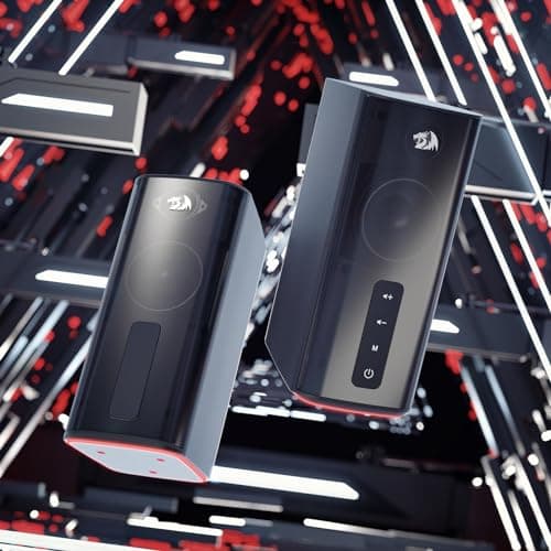 Redragon GS814 Stereo Desktop Speaker, 20W Output, 4 Real Units, BT 5.0/3.5mm AUX, Enhanced Bass, Touch-Control, Dynamic RGB Lighting 7