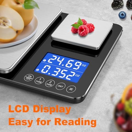 KUAIVO 0.001oz/33lbs Dual Platform Food Kitchen Scales Digital Weight Grams and Ounces, Two Precisions Kitchen Scale for Sourdough Bread, Baking and Cooking with 7 Units Tare, Accumulation Functions 5