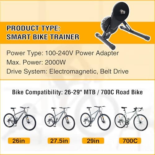 MAKELEN Smart Bike Trainer for Indoor Cycling - Compatible with 26-29" MTB & 700c Road Bikes, Shimano/SRAM 9-11 Speed, SRAM XDR 12 Speed, Adjustable Resistance & 15% Max Incline 6