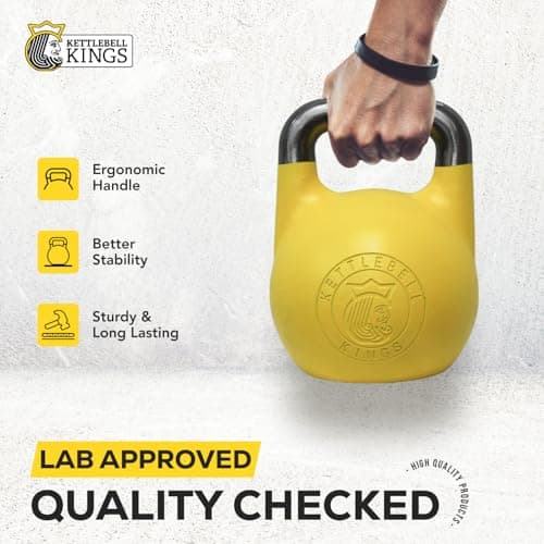 Kettlebell Kings Competition Kettlebells Weight (35mm Handle) 8-48 KG - Hand Weights Workout Gym Equipment and Strength Training Sets for Women and Men for Home Gym - Suitable for Repetition Workouts 5