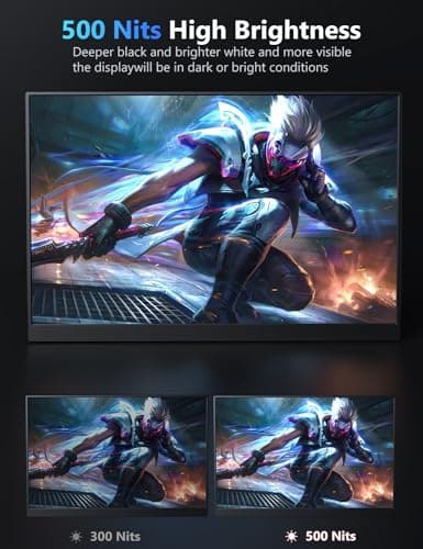 MAGICRAVEN 165Hz Portable Gaming Monitor, 16" 1920x1200 500 Nits Laptop Monitor, Second Computer Display with Speakers, Dual Screen Travel Monitor for PC Phone PS5/4 Xbox Switch 5