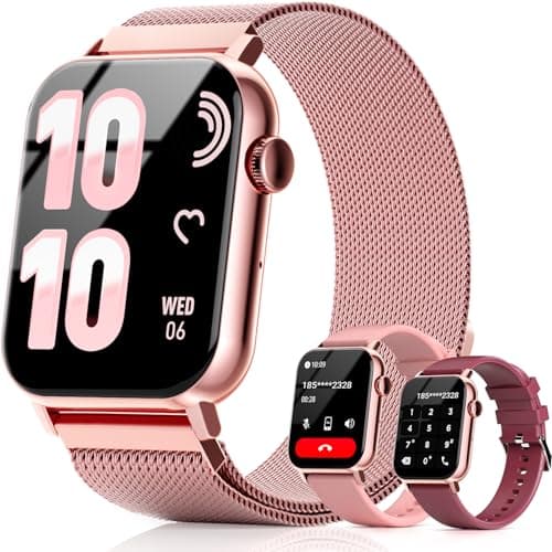 Trendia Smart Watches for Women, 1.83" HD Fitness Tracker (Answer/Make Calls), 120+ Sport Modes with Heart Rate/Sleep Monitor, IP68 Waterproof, 3 Bands, Fitness Watch for iOS Android, Pink