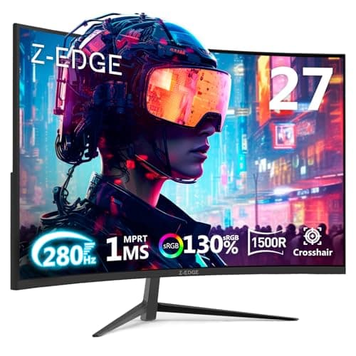 Z-Edge 27 inch Curved Gaming Monitor, FHD 1080P 240Hz 280Hz Curved 1500R Computer Monitor, Fast MPRT 1ms, FreeSync, Low Blue Light, 350nits, 16.7M Colors, 4000:1 Contrast, UG27P 2X DP and 2X HDMI