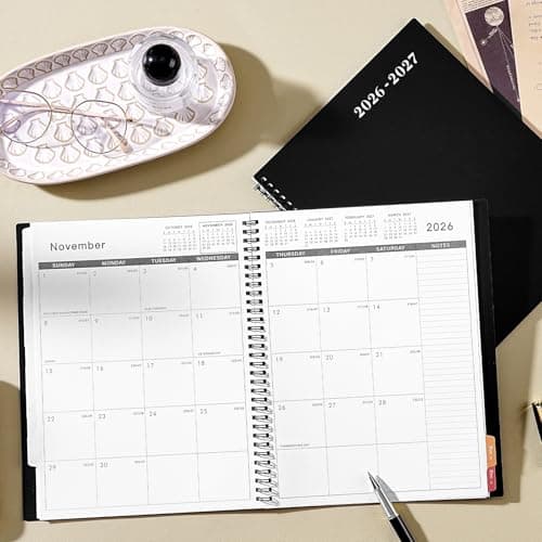 Monthly Planner 2026-2027 - JUL 2026 - DEC 2027 Planner/Calendar,18 Monthly Planner with Contacts & Passwords, 8.5" x 11" Planners 2026-2027, Colorful Tabs, Thick Paper, Black 6