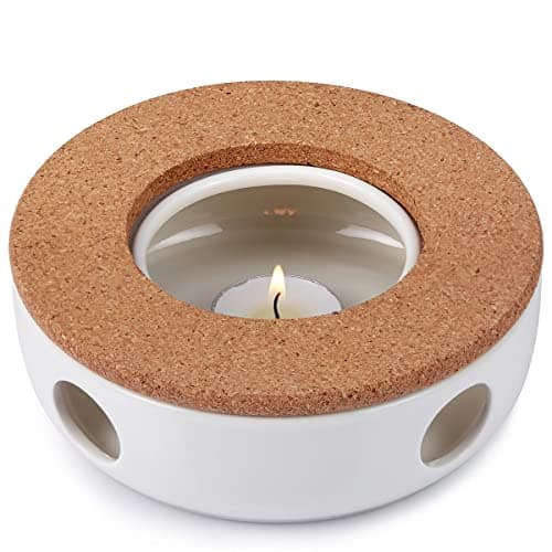 DOPUDO Teapot Warmer, Ceramic Trivet with Cork Cushion, Candle Heater for Teapots Pitchers Carafe, Suitable for Heating Tea, Coffee and Milk