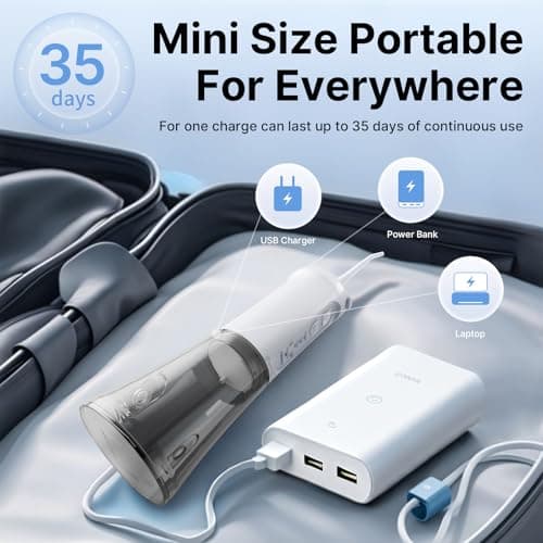 TUREWELL Water Dental Flosser for Teeth/Braces, 310 ML Portable Cordless Oral Irrigator with 5 Modes, IPX7 Waterproof Electric Water Flossing with 4 Replacement Jet Tips for Travel and Home, White 8