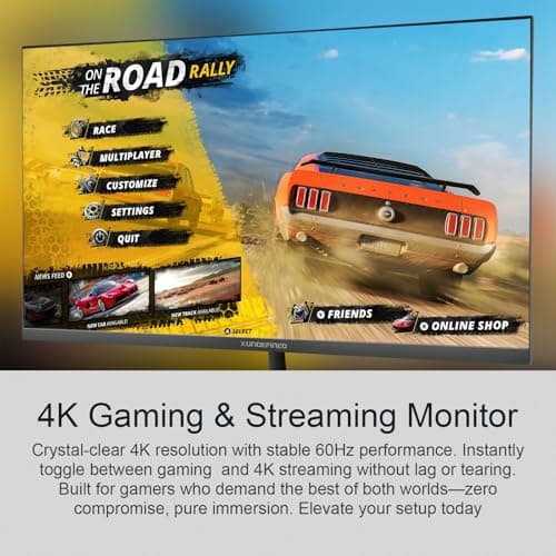 32 Inch 4K UHD Monitor, 3840 x 2160 Fast IPS Computer Monitor, 3000:1 Contrast, sRGB 120%, Blue Light Filter, Free-Sync, Zero Frame Screen With HDMI, DisplayPort for Home and Office, VESA(100x100mm) 5