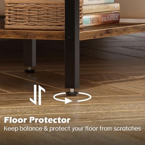 SUPERJARE Nightstand with Charging Station, Bed Side Table with Adjustable Fabric Drawer, Night Stand for Bedroom, 3-Tier Storage End Table, for Living Room, Rustic Brown and Black 9