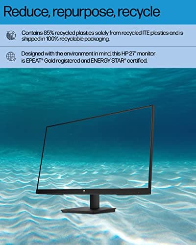 HP 27h Full HD Monitor - Diagonal - IPS Panel & 75Hz Refresh Rate - Smooth Screen - 3-Sided Micro-Edge Bezel - 100mm Height/Tilt Adjust - Built-in Dual Speakers - for Hybrid Workers 7