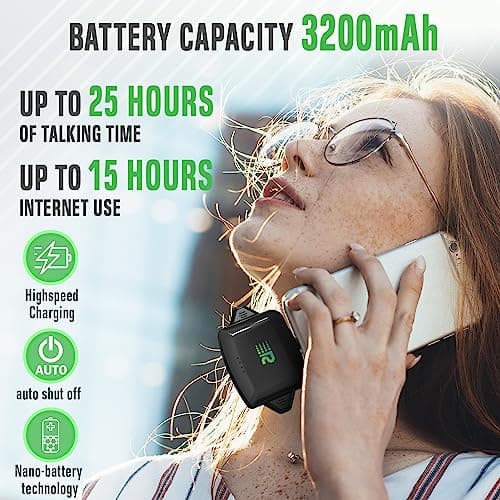 Rush Charge Universal Comet Portable Power Bank 3200mah, 2.1A High-Speed Fast Charging - Apple Lightning, Type C, Micro-USB Charges 3 Devices at a Time Pre-Charged Compatible with iPhone 17 16 15 14 4