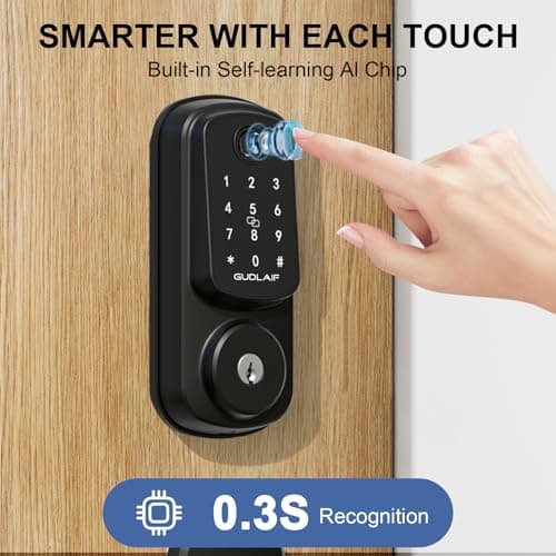 Keyless Entry Door Lock Deadbolt with Handle Set, Smart Front Door Lock Set, Keyless Entry Keypad Deadbolt, Electronic Keypad Deadbolt with Alexa (Black) 5