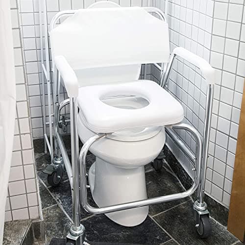 DMI Rolling Shower Chair, Commode, Transport Chair, FSA Eligible, Rolling Bathroom Wheelchair for Handicap, Elderly, Injured or Disabled, 250 Lb. Weight Capacity, Aluminum Frame, White 7