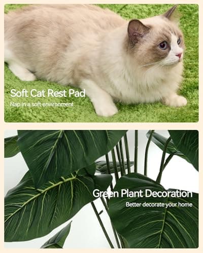 FourFurPets Large Cat Tree with Leaves, 72.8-Inch Cat Tower for Indoor Cats, Modern Cat Tree with Scratching Post, Large Perch, Tunnels, Swing Ball, Self Groomer, Greige 7