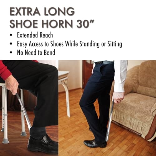 Velette Metal Shoe Horn Long Handle for Seniors - 30" Extra Long Shoe Horn for Women, Men and Kids - Shoehorn, Boot Horns, Shoehorn Long-Handle, Elderly Must Haves - Shoes Spoon, Stick, Helper 7