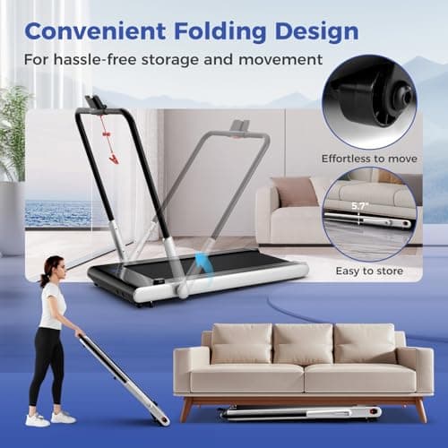 GYMAX Walking Pad Treadmill, 3HP Under Desk Treadmills with 340LBS Capacity, LED Display, Remote & APP Control, 3 in 1 Portable Compact Running Jogging Machine for Home Office Gym Exercise (Silver) 6