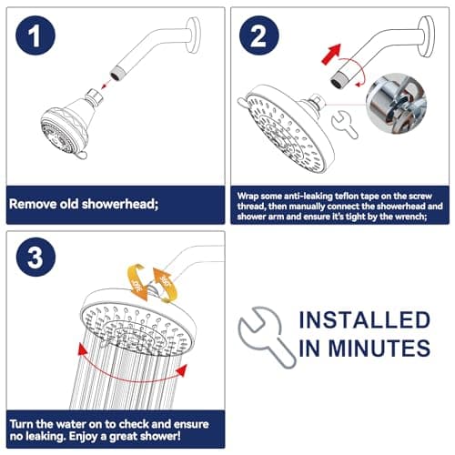 HOPOPRO 5-Mode High Pressure Shower Head - The Washington Post, NBC News, Today TV Show Recommended - High Flow Fixed Showerheads (6 Inch Chrome) 7
