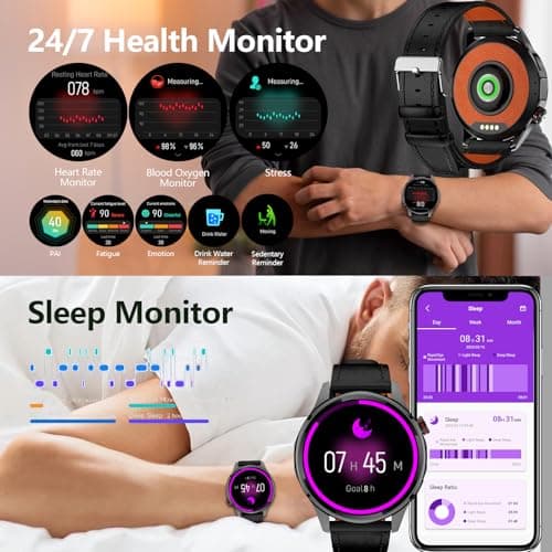 Smart Watch, GPS & Free Maps, AI, Bluetooth Call & Text, Health, Sleep & Fitness Tracker, 100+ Sport Modes, Waterproof, Long Battery Life, Waterproof, Compass, Barometer, 2 Bands Smartwatch for Men 6