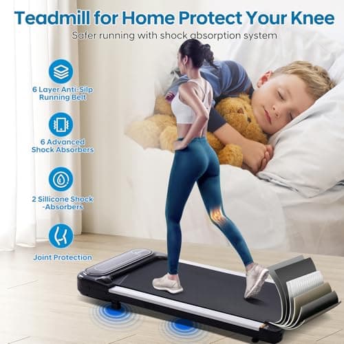Electric Treadmills for Home Small, 2.5HP Portable Walking Pad Treadmill, Under Desk Treadmill with Remote Control, Compact Home Treadmills for Small Space, 220LBS Capacity 7