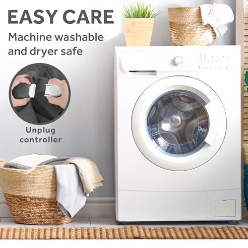 Sunbeam Electric Throw, Soft, Warm, Flannel Heated Blanket, 4 Heat Settings, 4-Hour Auto Shut-Off, Fast Heating, Comfy and Cozy, Grey Color, 50" x 60" 8