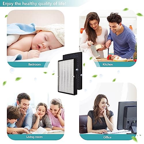 TTAP003 Replacement Filter, Compatible with TaoTronics TT-AP003 Air Purifier and VIVOSUN 5-in-1 Air Purifier, 3-in-1 Premium H13 True HEPA Filter, 2-Pack 7