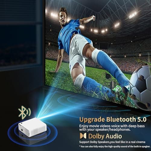 2100 Ansi 4K Projector with WIFI and Bluetooth,Outdoor Movie Projector Auto Focus,ARC,DoIby Audio,PPT,Home Theater Projector 4k HDR10,30W Speaker,500''Display,Compatible w/ TV Sticks,iOS,Android,PC 6