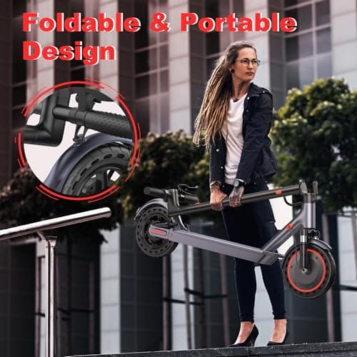 Maxshot Electric Scooter, 8.5" /10" /14" Tire, 16/19/22 Mph Top Speed, 12/16/21/27/28/49/50 Miles Long Range, Folding Escooter for Adults and Kids with Seat Bag, Dual Braking, Dual Suspension, App 8