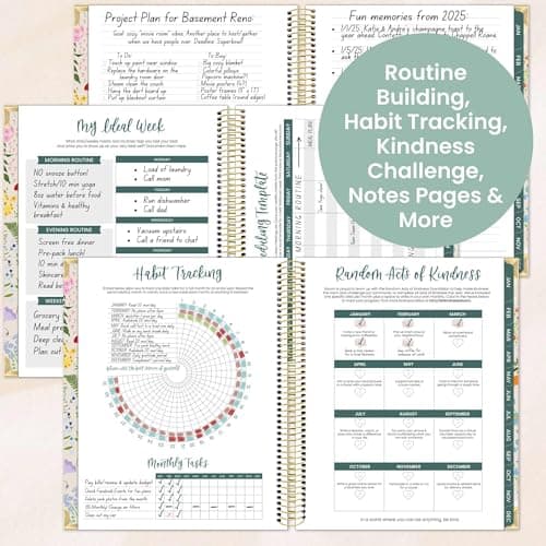 bloom daily planners 2025 Hardcover Calendar Year Goal & Vision Planner (January 2025 - December 2025) - Monthly/Weekly Column View Agenda Organizer - 7.5" x 9" - Garden Party, Beige 6