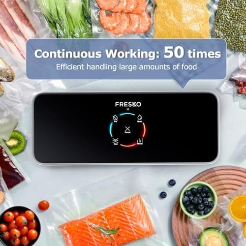 FRESKO Upgraded Fully Automatic Vacuum Sealer, Hands-Free Food Vacuum Sealer without Flipping the Lid, Easy-to-Use Touch Operation with Visual Progress Bar, ETL Certified 6