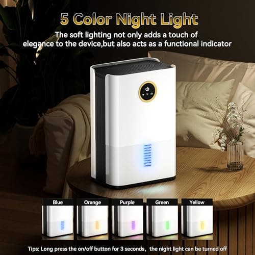 PTHRAOUTA Dehumidifier for Room for Home, (850 sq.ft) Small Dehumidifiers with Drain Hose, Safe Drainage Auto-off Odor Removal 2 Duak-Core Portable Mini Deshumificador Bathroom RV, 50 OZ Water Tank 6