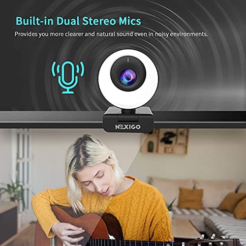 NexiGo N620E Webcam with Light, 1080P 60FPS AutoFocus, ePTZ 2X Digital Zoom, Plug and Play, [Software Included], FHD Streaming Web Camera, Dual Stereo Mics, for Zoom Skype Teams, PC Mac Laptop Desktop 6