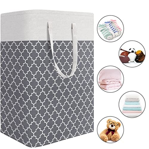 HomeHacks Laundry Baskets 2-Pack, Laundry Hamper with Long Handles, Collapsible Waterproof Clothes Hamper, Durable Tall Laundry Bin, Clothes Hamper for Bedroom, Bathroom, Dorm, Toys, 75L, Grey 5
