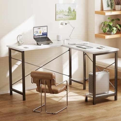 DUMOS L Shaped Desk, Gaming Computer Desks Corner Office Table with CPU Shelf for Home Study Writing Work Station 50 Inch, Grey 8