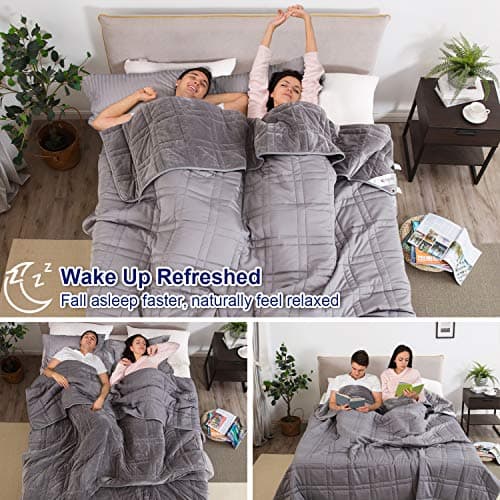 Reversible Weighted Blanket King Size 25lbs(88''x104'', All Season Use), Warm Short Plush and Cool Tencel Fabric Double-Sided Weighted Blanket California King Size for Couples - Carry Bag Included 8