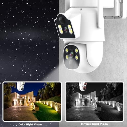 Solar Security Cameras Wireless Outdoor Dual Lens 4MP 2.4G&5G 360° PTZ,Solar Powered Wireless Home Security Camera,PIR Alarm Motion Detection,Color Night Vision,2-Way Audio,WiFi,IP66,No Subscription 6